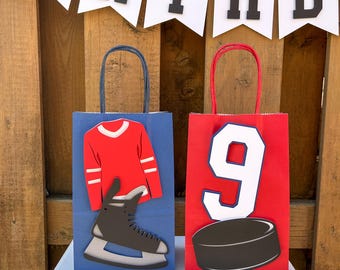 Hockey Party Favour Bags | Sports Birthday Party Decorations | Rookie Year Party Supplies