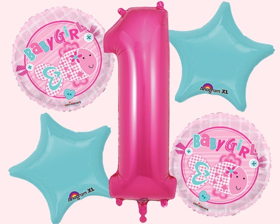 Girls O-Fish-Ally One Balloon Bouquet | Pink The Big One Party Decorations  | Girly Fishing Party Supplies | First Birthday