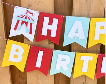 Carnival Birthday Banner | Circus Birthday Party Decorations | Big Top Party Decor | 3 Ring Circus Party Supplies