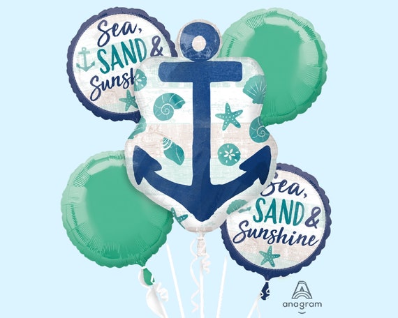 Nautical Anchor Balloon Bouquet | Beach Birthday Party | Nautical Baby  Shower | O-Fish-Ally One | Surf Birthday Party Decorations