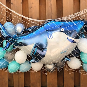 Shark Balloon Net Party Backdrop | Shark Birthday Party Decorations | Under the Sea | Shark Party Supplies