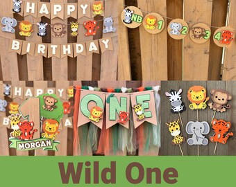 Safari Jungle Party Bundle | Wild One First Birthday Party Decorations