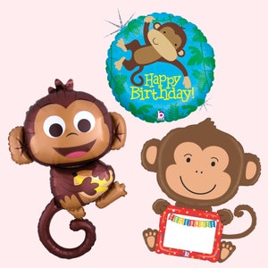 Monkey Balloons | Jungle Safari Birthday Party Decorations | Jungle Baby Shower Decor | Two Wild Birthday Party | Wild One Jungle Decor