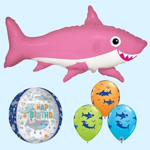 Shark Balloons | Shark Birthday Party Decorations | Under the Sea Party Supplies | Under Water Party Decor | Shark Baby Shower Decoration