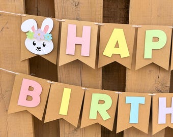 Custom Bunny Banner | Spring Birthday Party Decorations | Some Bunny Is One Party Decorations | Easter Birthday Party Supplies