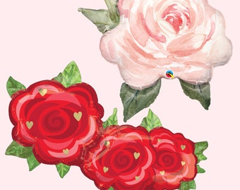 Rose Balloons | Tea Party Birthday Decorations | Tea for Two | Garden Party | Floral Balloons | Pink Floral Party | Rose Party Decorations