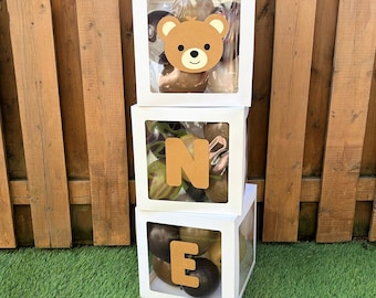 Cajas de globos con forma de osito de peluche / Decoraciones para fiestas de primer cumpleaños con temática de ositos / Artículos para fiestas de ositos de peluche