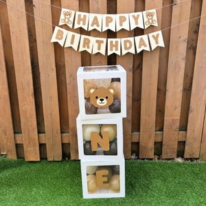 Teddy Bear Balloon Boxes | Bear-y First Birthday Party Decorations | Teddy Bear Party Supplies