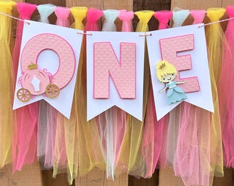 Princess Highchair Banner | Princess First Birthday Party Decorations | ONEce Upon a Time Princess Party Supplies | Fairytale Party Decor