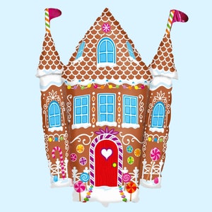 34 Inch Candy Castle Gingerbread House Balloon | Gingerbread Cookie Birthday Party Decorations | Christmas Party Supplies | Winter Decor