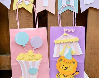 Pink Carnival Party Favour Bags | Pastel Circus Birthday Party Decorations