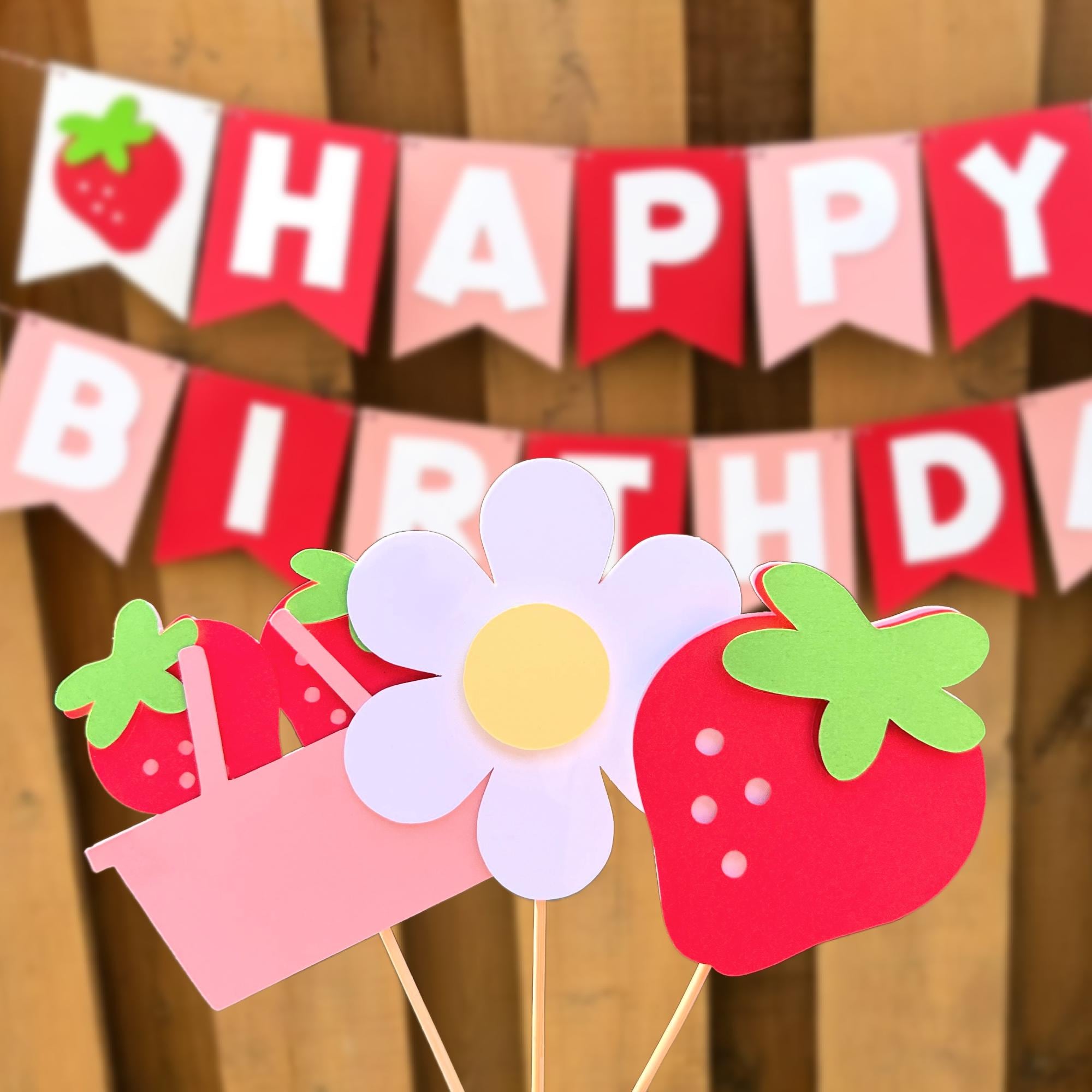 Strawberry Cupcake Toppers | Berry First Birthday Party Decorations ...