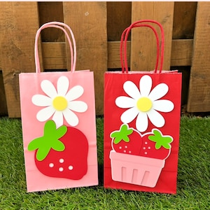 Strawberry Party Favour Bags | Berry First Birthday Party Decor | Strawberry Party Supplies