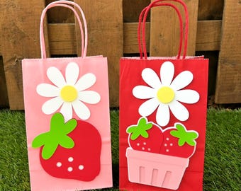 Strawberry Party Favour Bags | Berry First Birthday Party Decor | Strawberry Party Supplies