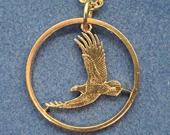 Ciondolo aquila, dollaro USA, gioielli con monete tagliate, collana fatta a mano, gioielli artigianali, gioielli boho