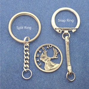 Caribou Keychain, Canadian Quarter, Cut Coin Jewelry, Artisan Jewelry, Handmade Jewelry, Boho Jewelry, Hunter&#39;s Keychain