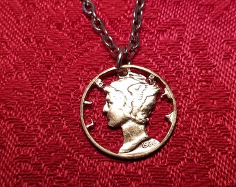 Mercury Dime Pendant USA Silver Mercury 