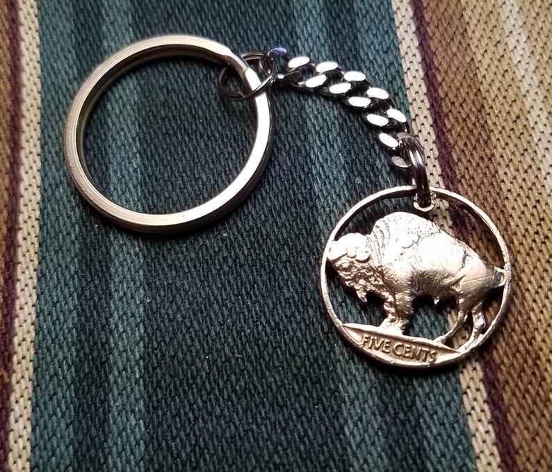 Buffalo Key Chain Historic USA Buffalo Nickel Cut Coin Etsy