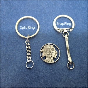 Indian Head Nickel Keychain: Hand Cut Coin Jewelry