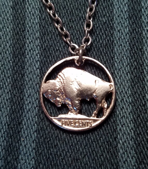 Buffalo Pendant USA 5 Cent Coin Cut 