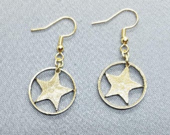 Starfish Earrings, Bahama Penny, Cut Coin Jewelry, Dangle Earrings, Handmade Jewelry, Boho Jewelry,