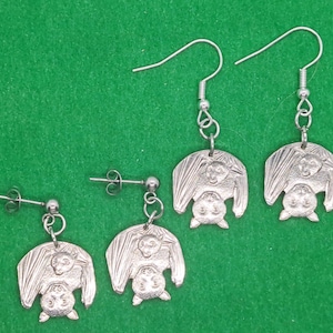 Bat Earrings, US Samoa Quarter, Cut Coin Jewelry, Hypoallergenic (wires OR posts - 1 Pair), Handcrafted Jewelry, Artisan Jewelry