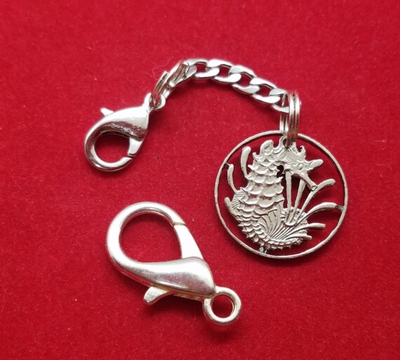 Seahorse Zipper Pull Singapore 10 Cent Coin Cut Coin Etsy