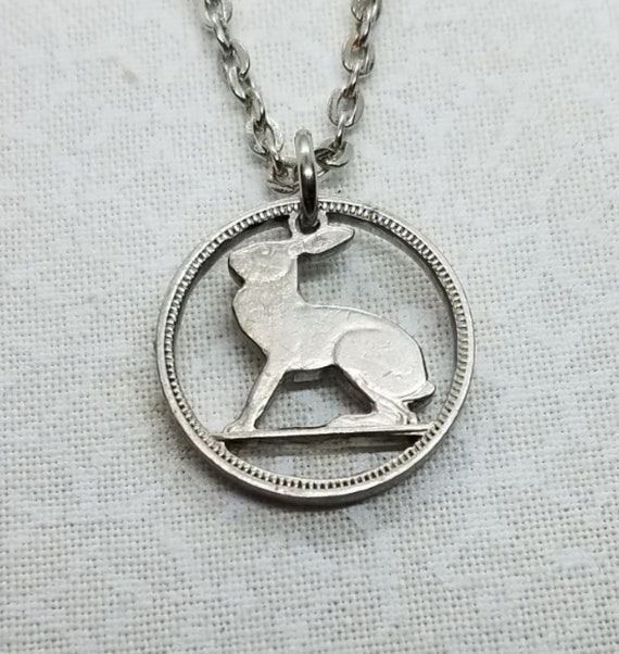 Irish Rabbit Pendant Irish 3 Pence Hand Cut Coin Jewelry Irish Wedding Coin Handmade Jewelry Coin Pendant Etsy