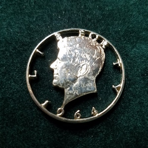 Kennedy Pendant, USA Half Dollar, Cut Coin Jewelry, Clad Coin, Necklace Included - 9 Choices, Unique Gift, Coin Necklace
