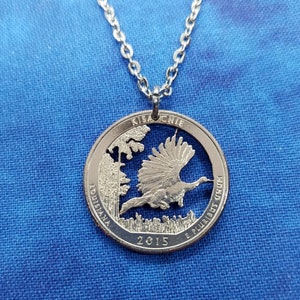 Turkey Pendant, US Louisiana State Quarter, Cut Coin Jewelry, Bird Necklace, Hunter's Pendant, Turkey Necklace, Artisan Jewelry