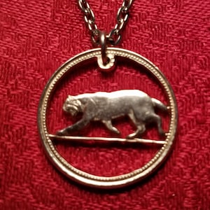 Cat Pendant, Lynx Pendant, Canadian .800 Silver Quarter, Hand Cut Coin Jewelry, Silver Plated Chain, 9 Necklace Options, Coin Pendant