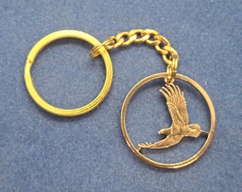 Eagle Keychain, US Dollar Coin, Cut Coin Jewelry, Handmade Jewelry, Artisan Jewelry, Flying Eagle