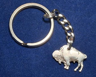 Llavero de búfalo, níquel histórico estadounidense, joyería de monedas talladas, joyería artesanal, hecha a mano, estilo bohemio.