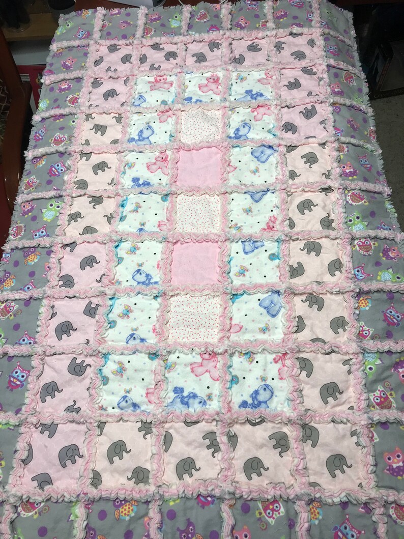 Baby Girl Rag Quilt, Baby Rag Quilt, Rag Crib Quilt, Baby Girl Crib