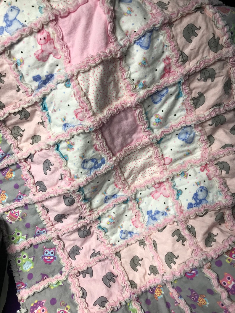 Baby Girl Rag Quilt, Baby Rag Quilt, Rag Crib Quilt, Baby Girl Crib