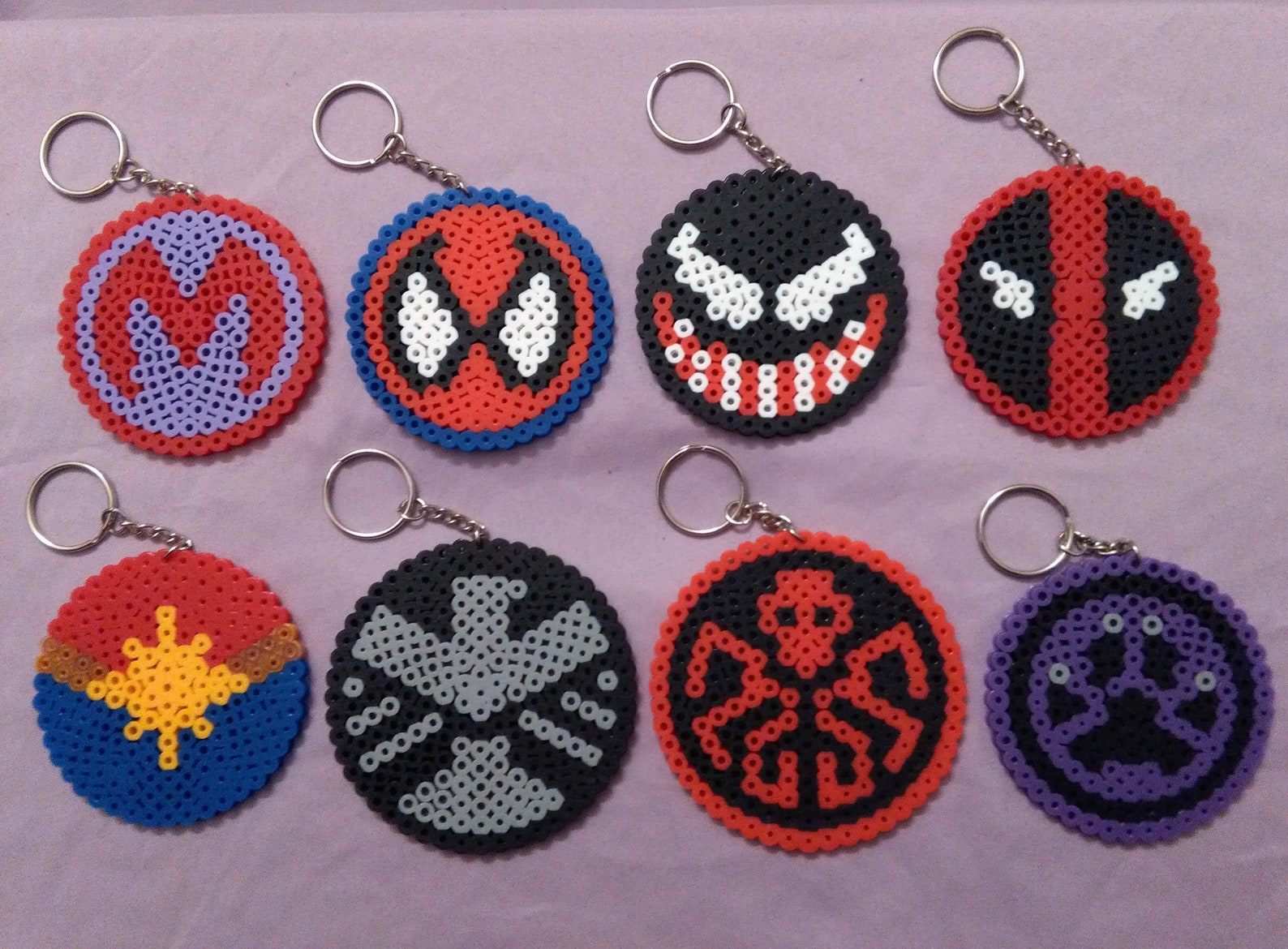 Marvel Universe Logos Set 2 Perler Bead Keychains Etsy