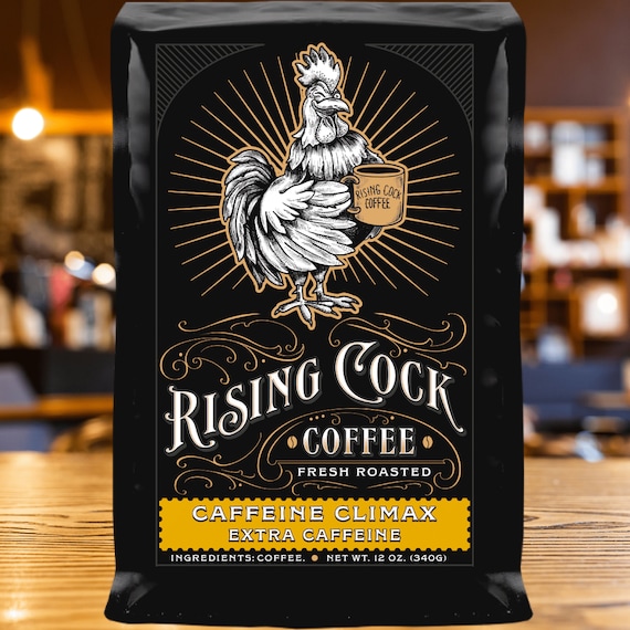 Funny Coffee Gift - Caffeine Climax Coffee Beans, Fresh Roasted Extra Strong Blend, 12oz