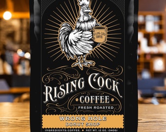 Funny Coffee Gift – Wrong Hole Donut Shop Blend, Fresh Roasted Medium Roast, 12oz