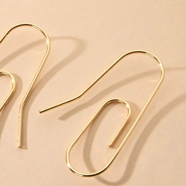 Golden Paperclip style Earring Etsy