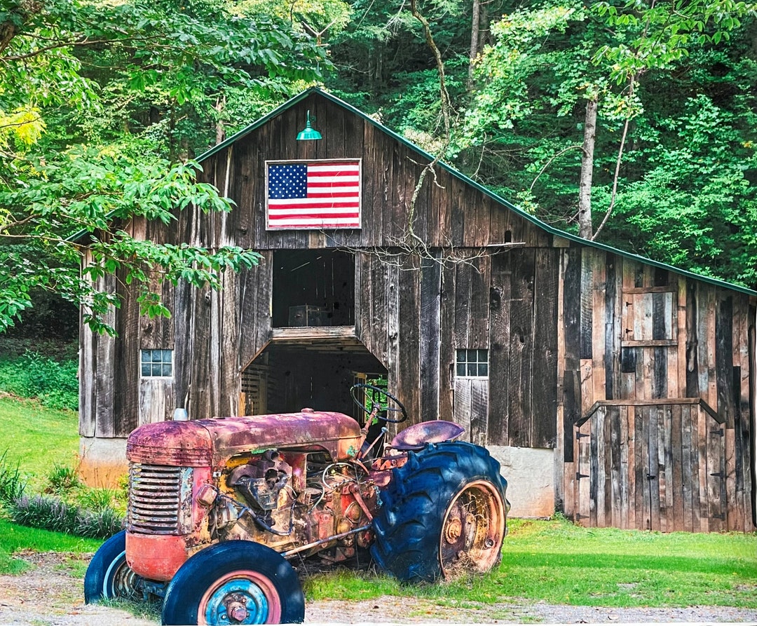 Rust Tractor Rust Tractor in America Panel by Artlicensing - Etsy