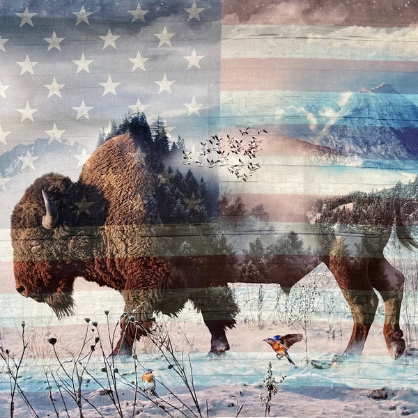 American Wild Buffalo Panel by Hoffman