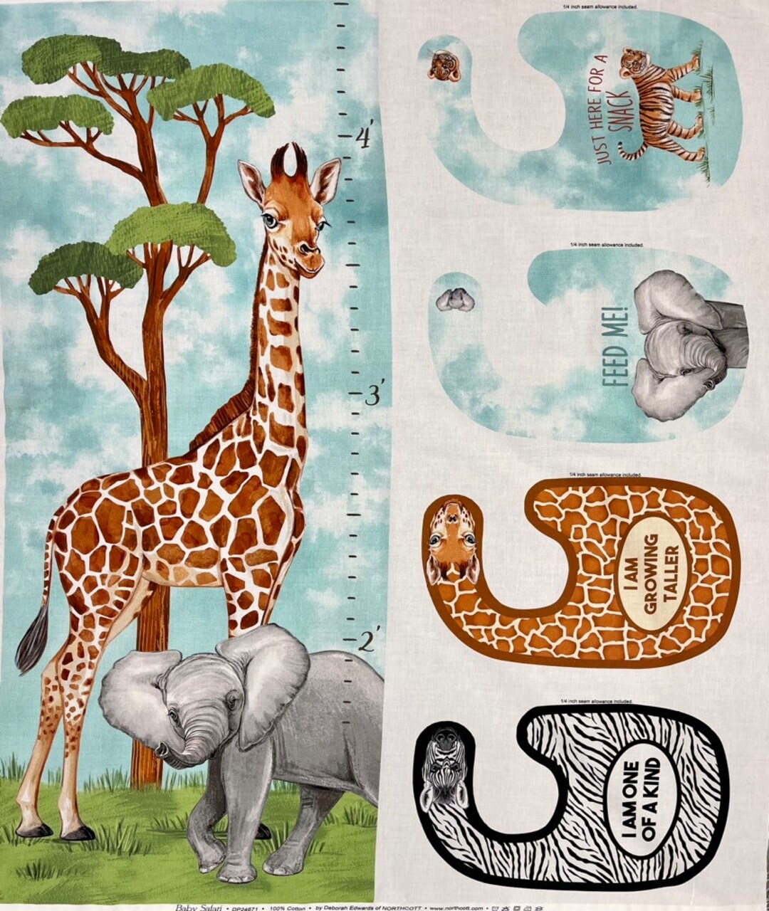 Baby Safari Growth Chart and Bibs Panel by Northcott Etsy