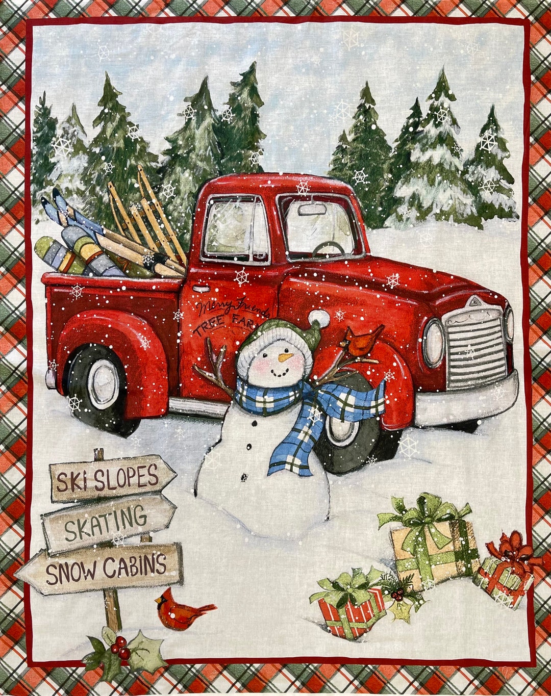 Red Truck Ski Snowman by Springscreative Etsy