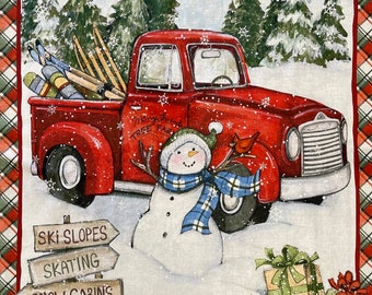 Red Truck Ski Snowman by SpringsCreative