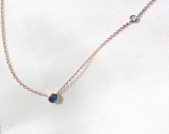 Sapphire + Diamond Necklace in 14k Rose Gold