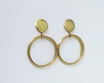 Solid 14k Gold Hoop + Post Earrings