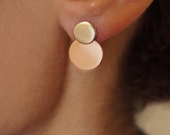 2-in-1 Solid Gold Minimalist Earrings