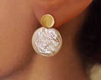 2-in-1 Solid Gold + Coin Pearl Earring Jacket