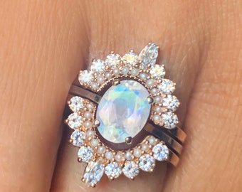 Oval Moonstone Engagement Ring