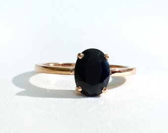 Black Sapphire Solitaire Engagement Ring